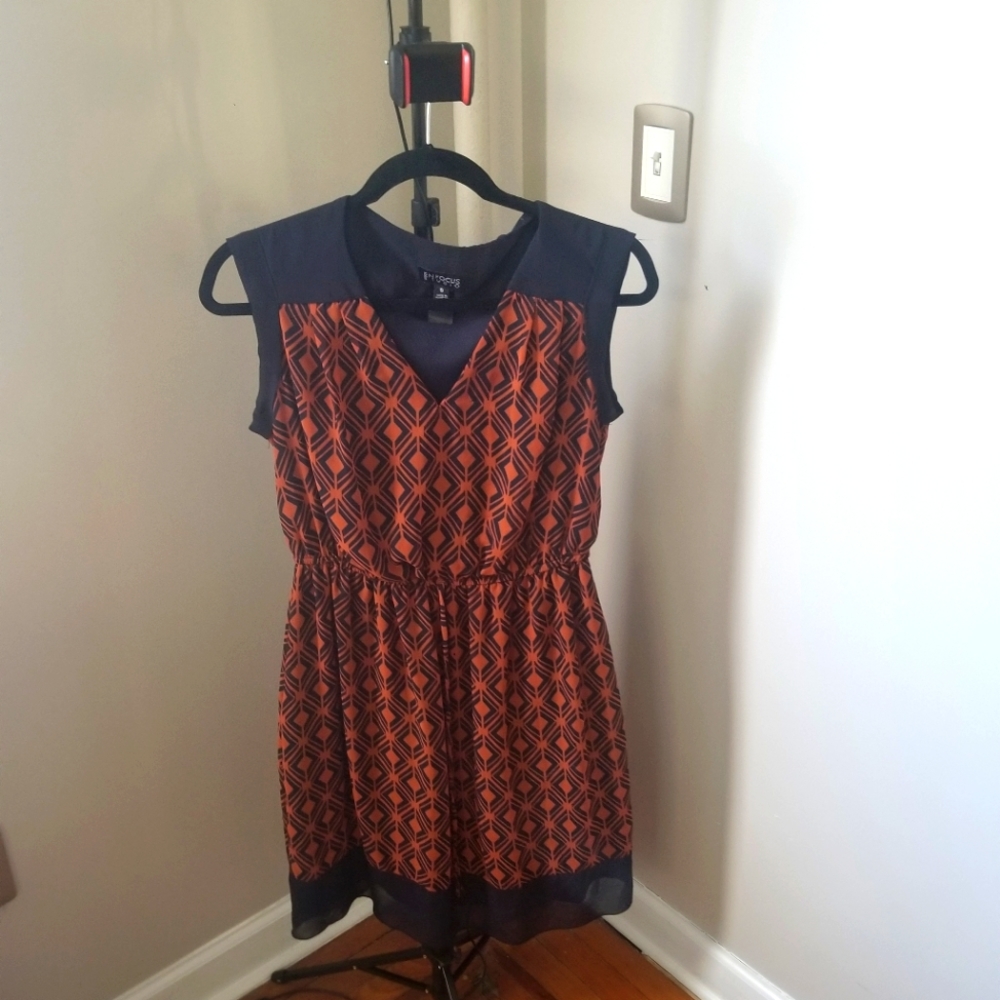 Women's Enfocus Studio Dress Size 8 Rust Orange & Navy Blue